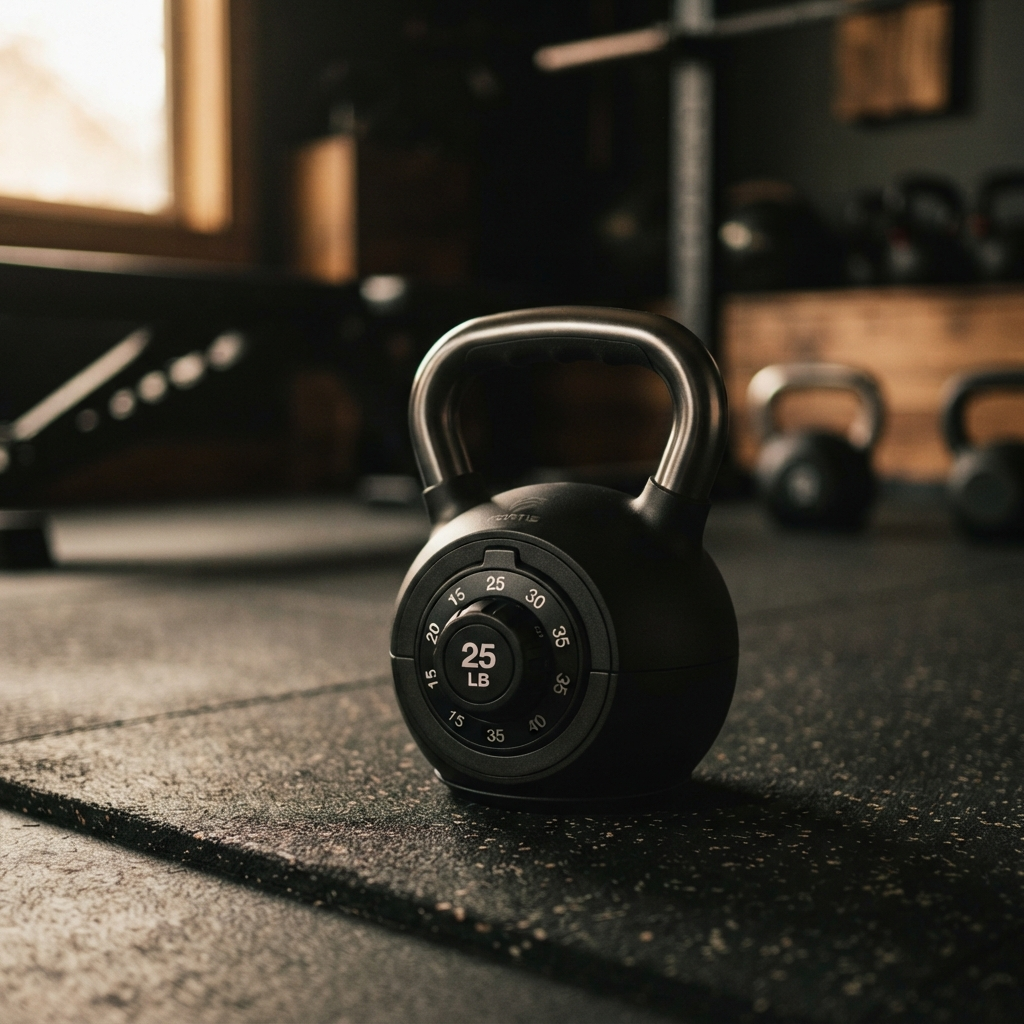 Bowflex SelectTech 840 adjustable kettlebell, dial set to select weight